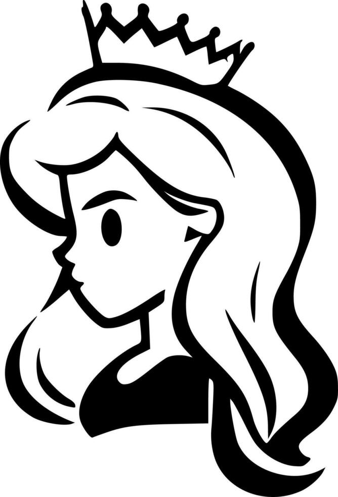 prinsessa, minimalistisk och enkel silhuett - vektor illustration