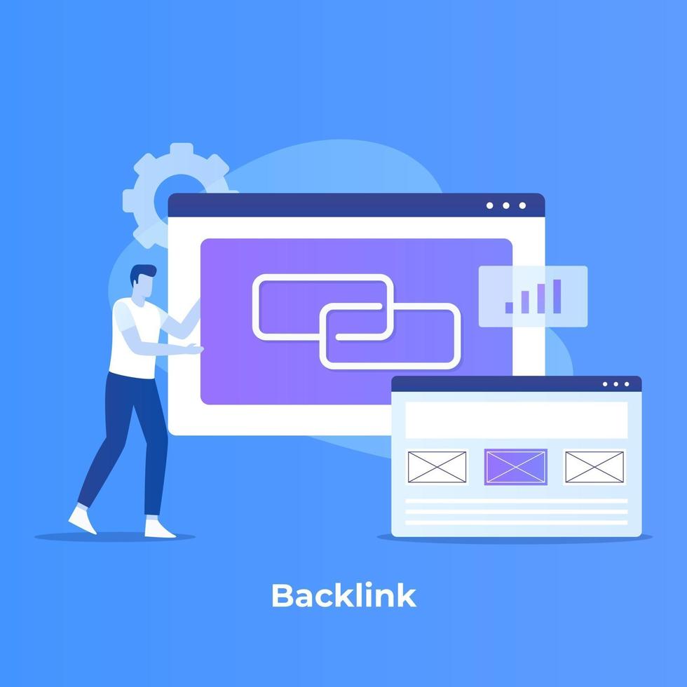 flaches Design des Backlink-Illustrationskonzepts vektor