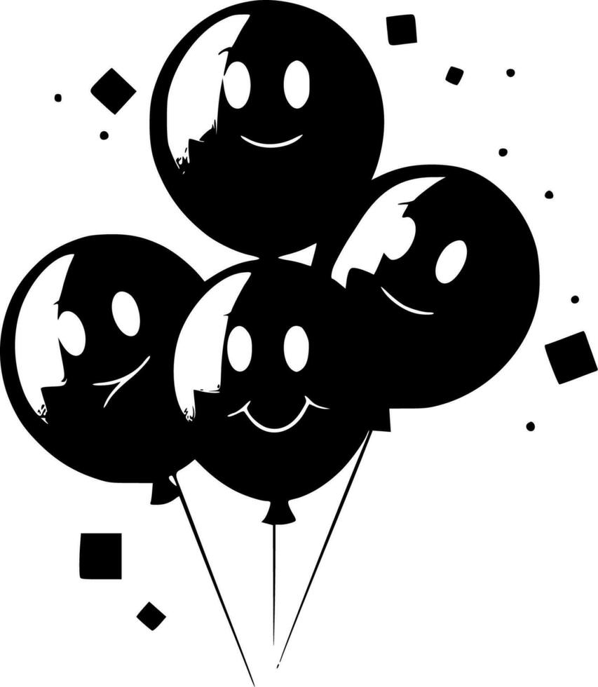 Luftballons - - schwarz und Weiß isoliert Symbol - - Vektor Illustration
