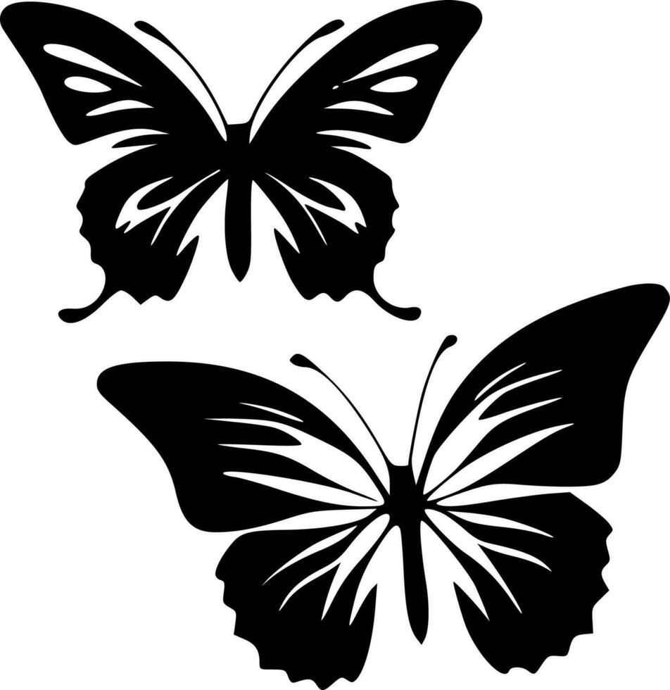 fjärilar, minimalistisk och enkel silhuett - vektor illustration
