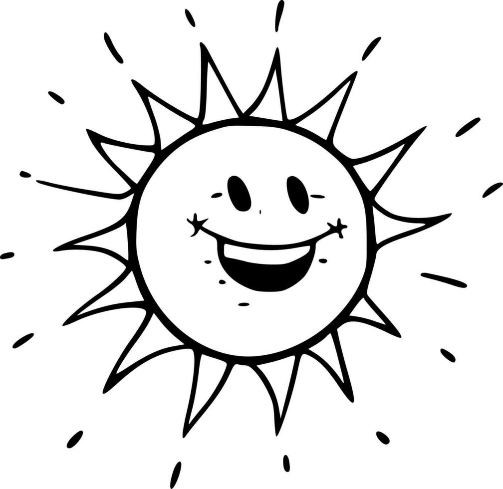Sonne - - schwarz und Weiß isoliert Symbol - - Vektor Illustration