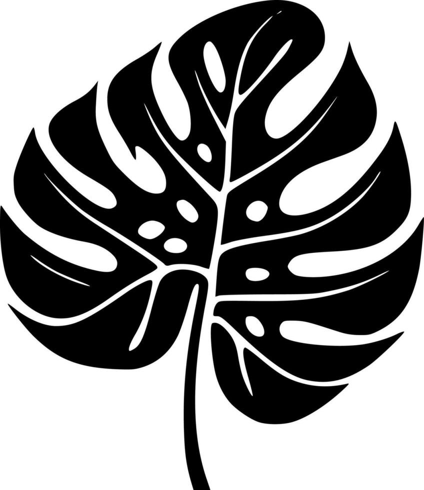 Monstera - - schwarz und Weiß isoliert Symbol - - Vektor Illustration