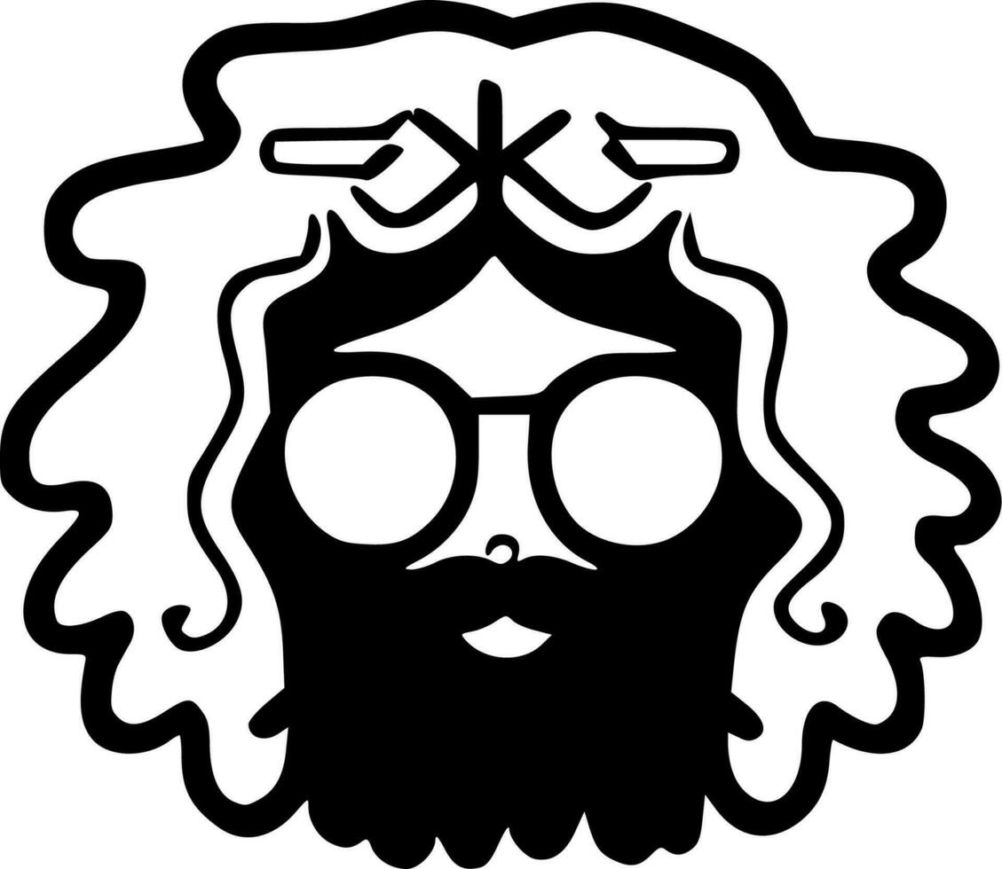 Hippie - - schwarz und Weiß isoliert Symbol - - Vektor Illustration