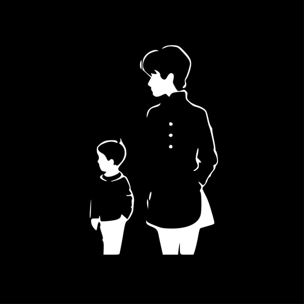 pojke mamma, minimalistisk och enkel silhuett - vektor illustration