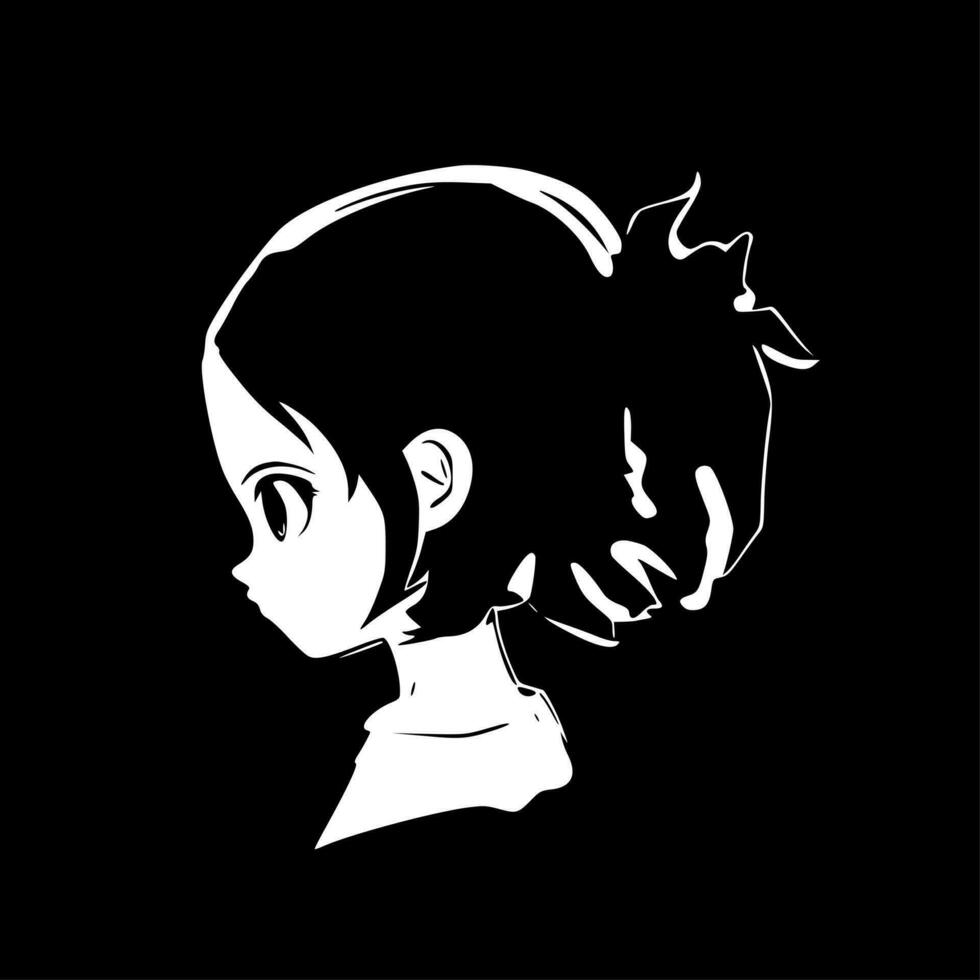 Anime - - schwarz und Weiß isoliert Symbol - - Vektor Illustration