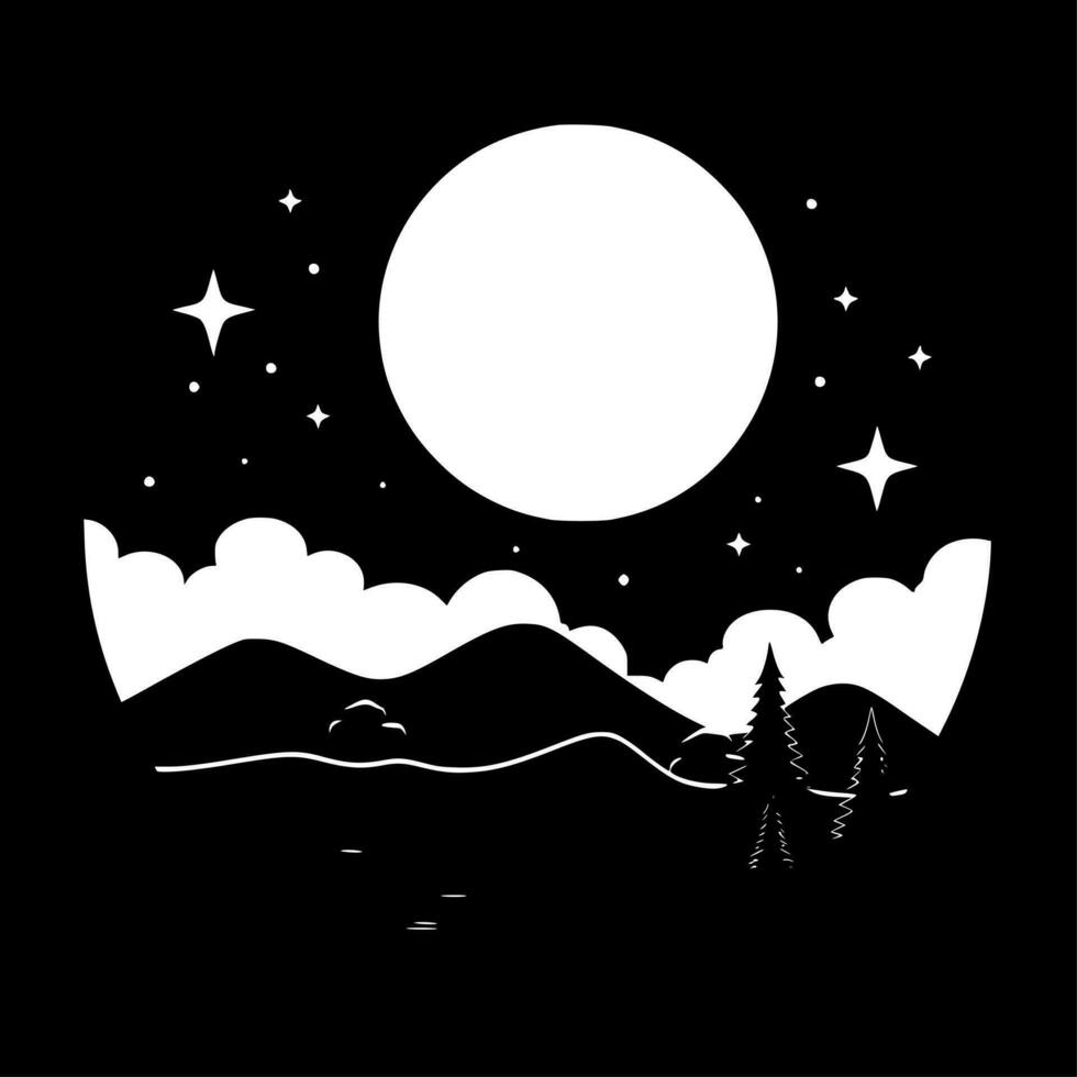 Nacht Himmel - - minimalistisch und eben Logo - - Vektor Illustration