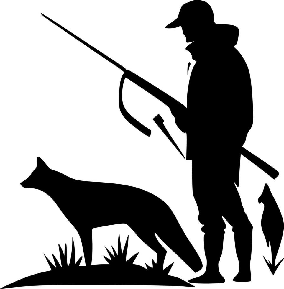 jakt, svart och vit vektor illustration
