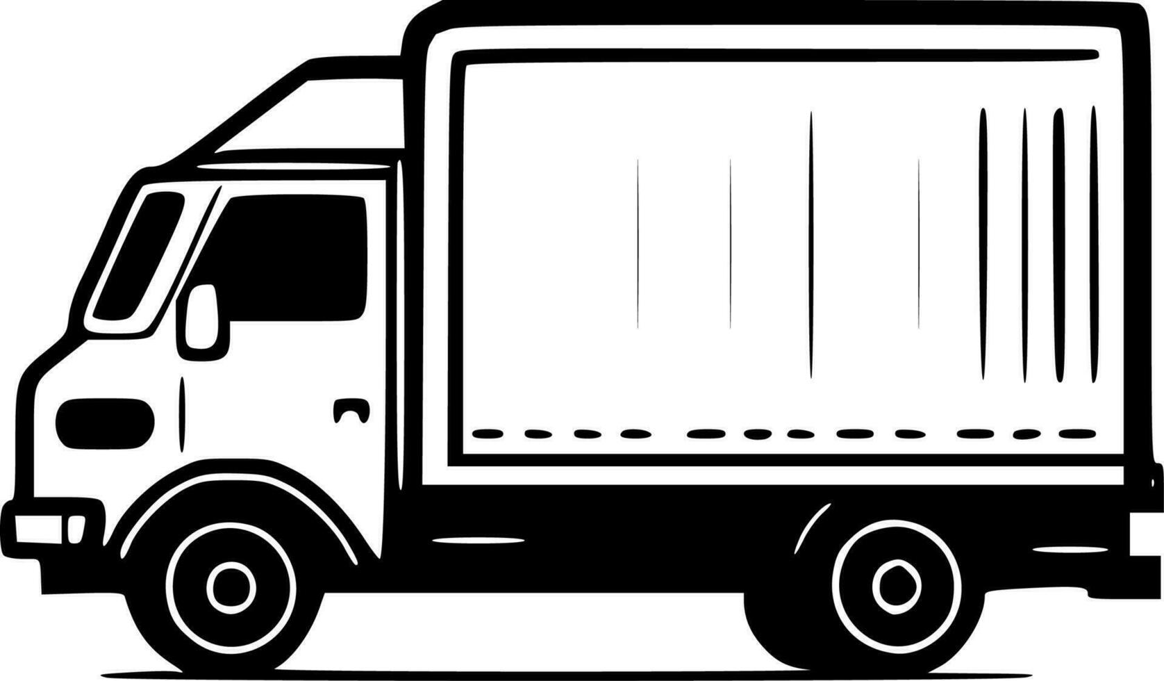 lastbil, svart och vit vektor illustration