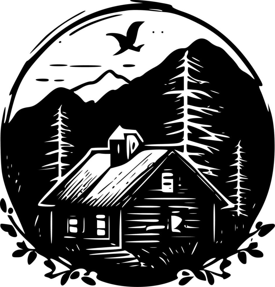 rustik - svart och vit isolerat ikon - vektor illustration