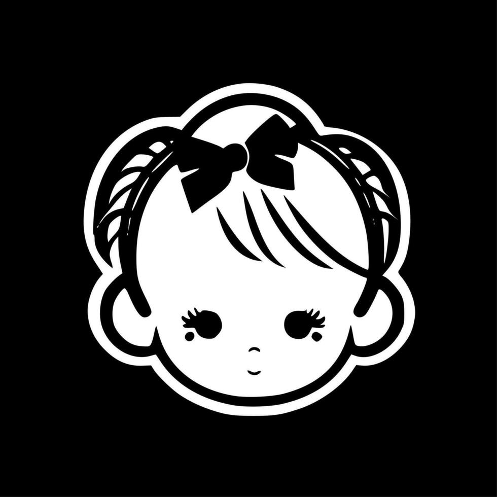bebis flicka - svart och vit isolerat ikon - vektor illustration