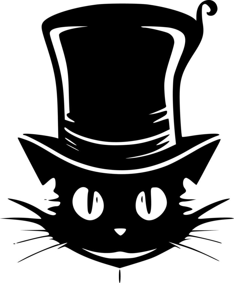 Katze im das Hut, schwarz und Weiß Vektor Illustration