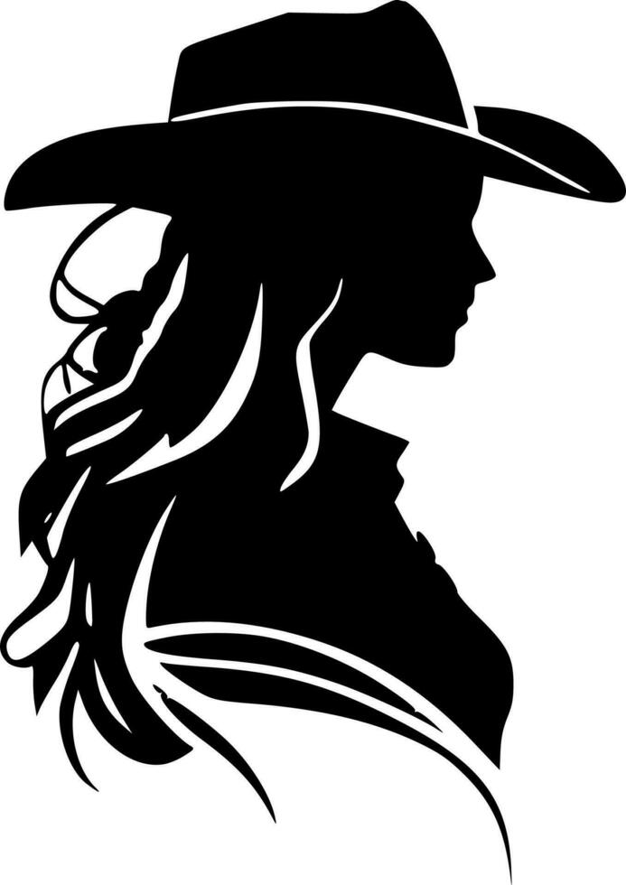 cowgirl - minimalistisk och platt logotyp - vektor illustration