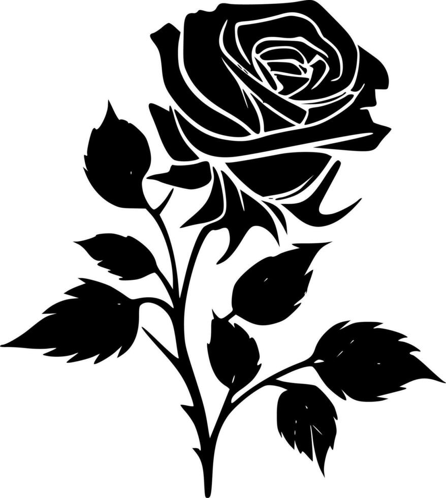 Rose - - schwarz und Weiß isoliert Symbol - - Vektor Illustration