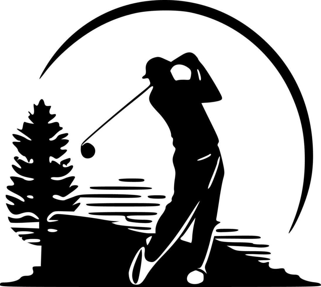 golf, svart och vit vektor illustration