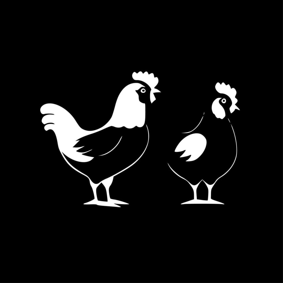 kycklingar, minimalistisk och enkel silhuett - vektor illustration
