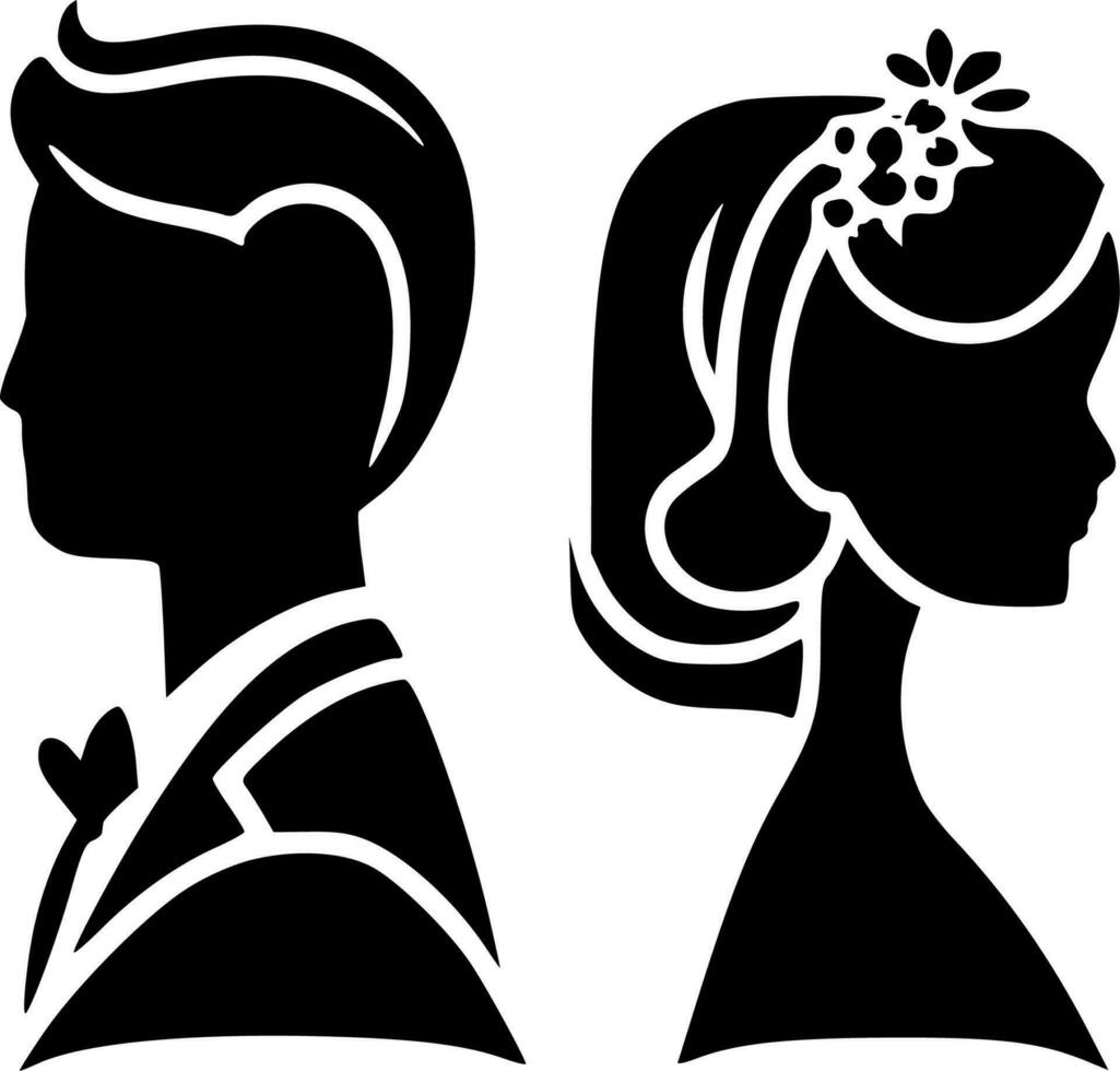 Hochzeit, minimalistisch und einfach Silhouette - - Vektor Illustration