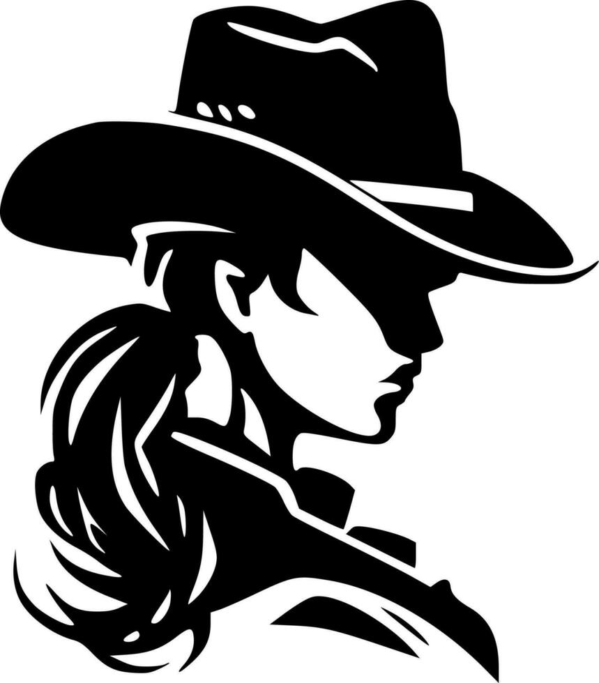 Cowgirl - - schwarz und Weiß isoliert Symbol - - Vektor Illustration