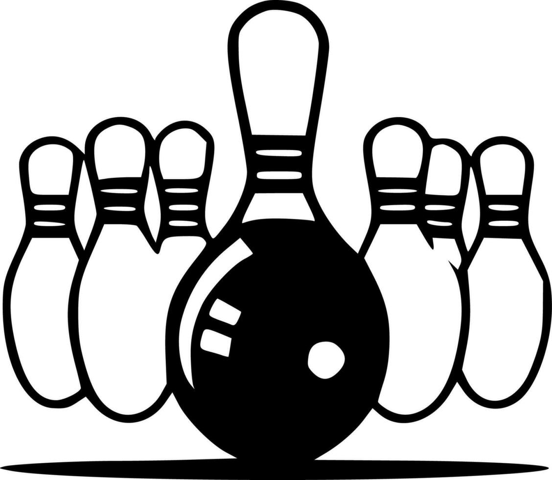 Bowling - - schwarz und Weiß isoliert Symbol - - Vektor Illustration