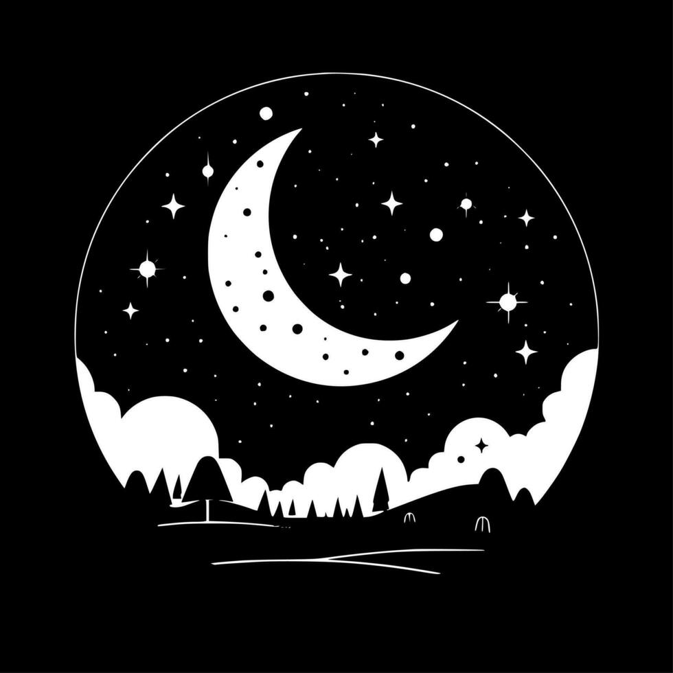 Nacht Himmel, minimalistisch und einfach Silhouette - - Vektor Illustration