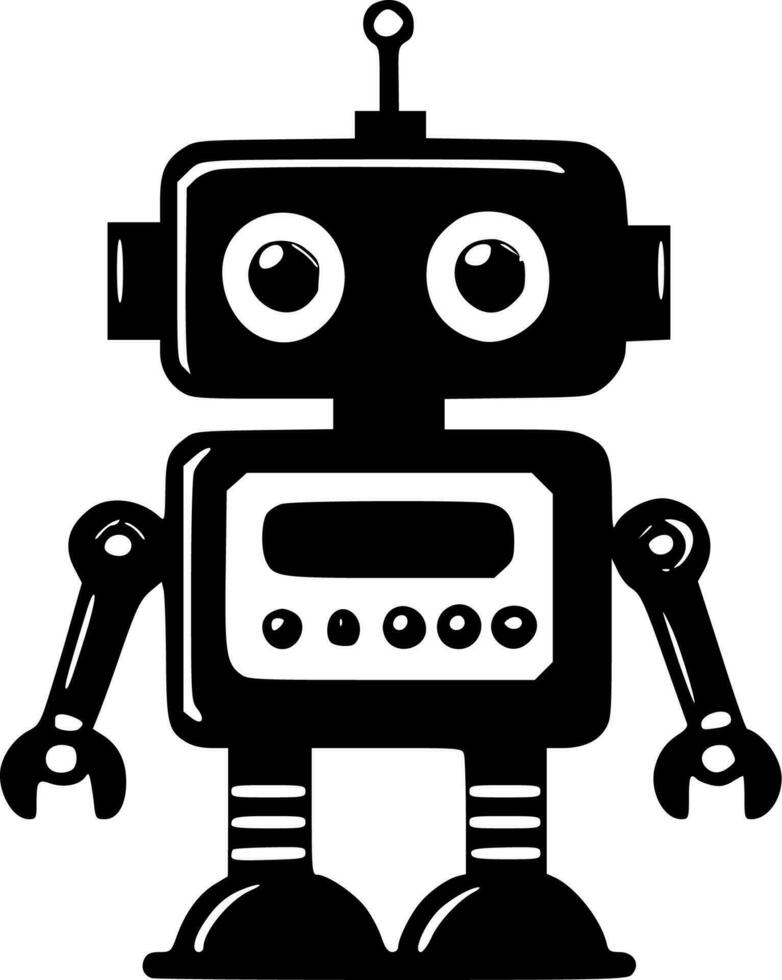 Roboter - - schwarz und Weiß isoliert Symbol - - Vektor Illustration