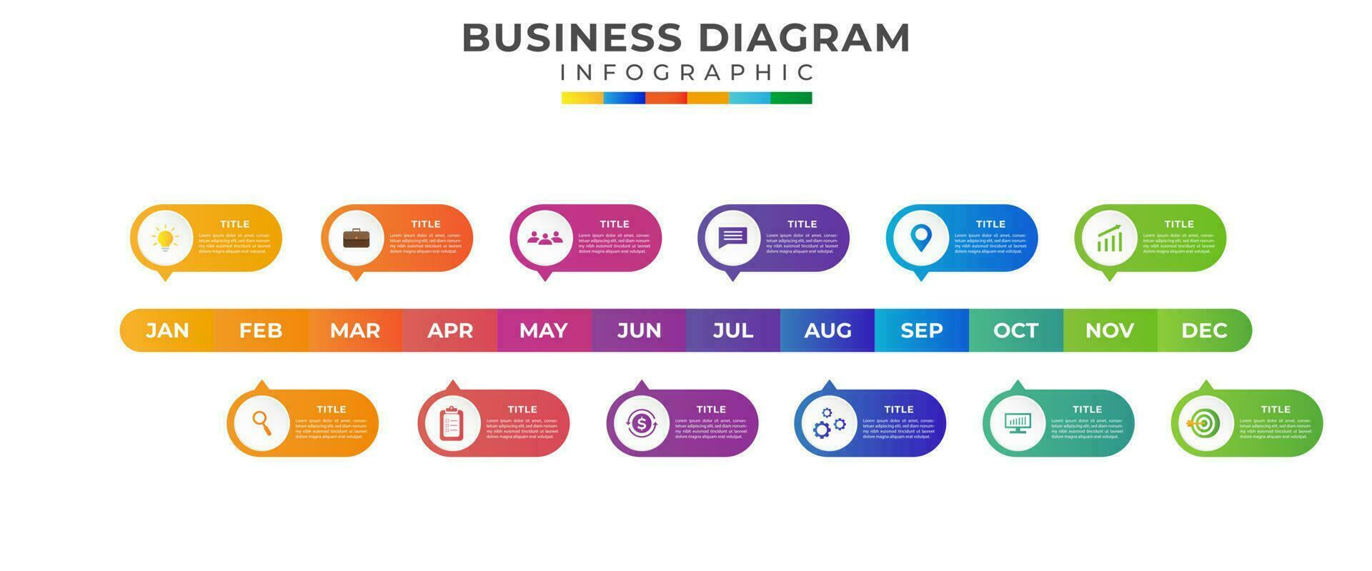 modern Zeitleiste Diagramm Kalender, Infografik Vorlage zum Geschäft. Präsentation Vektor Infografik.