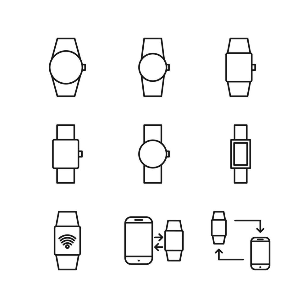 redigerbar uppsättning ikon av smart klocka, vektor illustration isolerat på vit bakgrund. använder sig av för presentation, hemsida eller mobil app