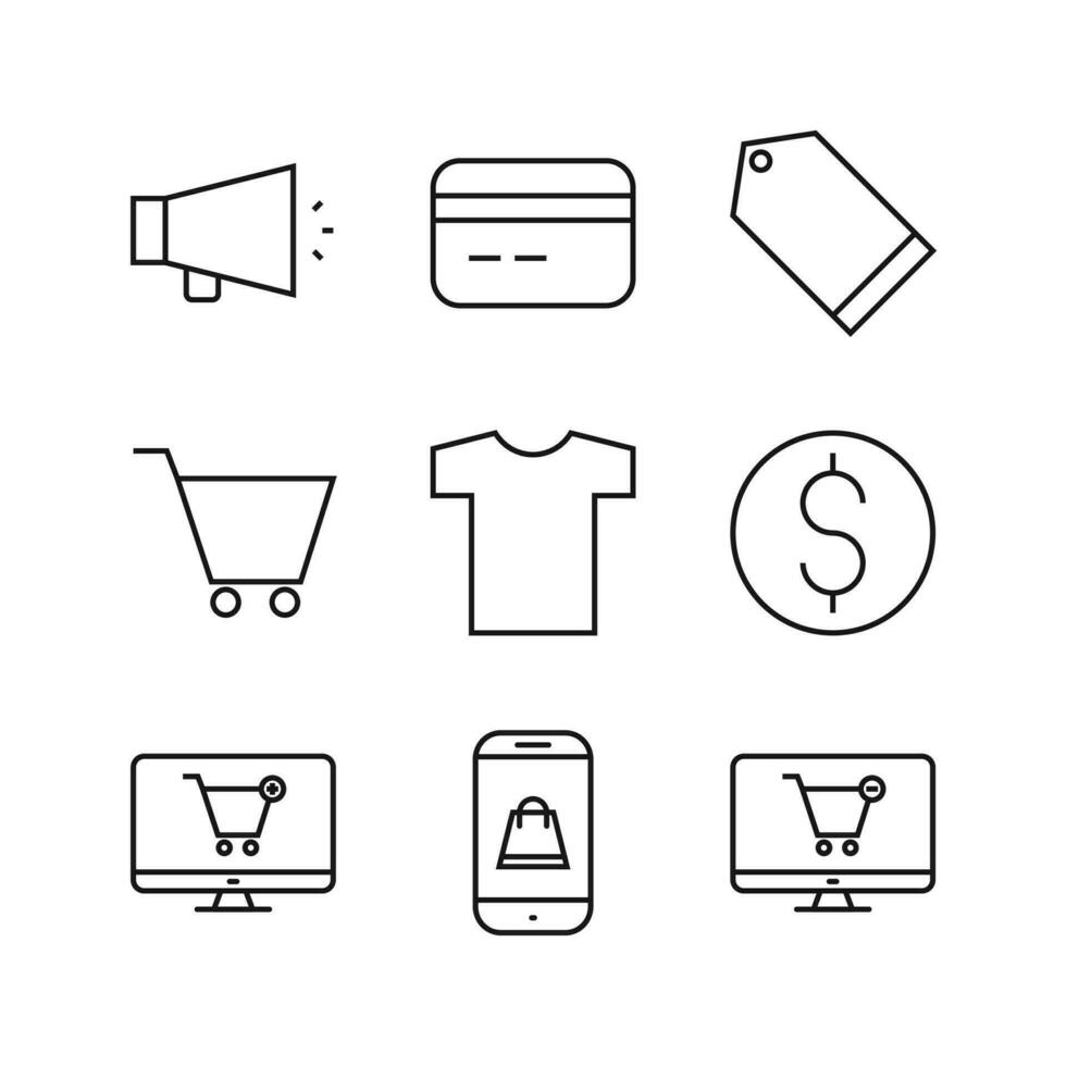 editierbar einstellen Symbol von E-Commerce, Vektor Illustration isoliert auf Weiß Hintergrund. mit zum Präsentation, Webseite oder Handy, Mobiltelefon App