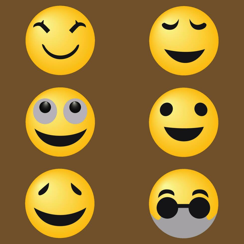 süß Emoticons Gesichter, komisch kawaii Satz. Vektor Illustration