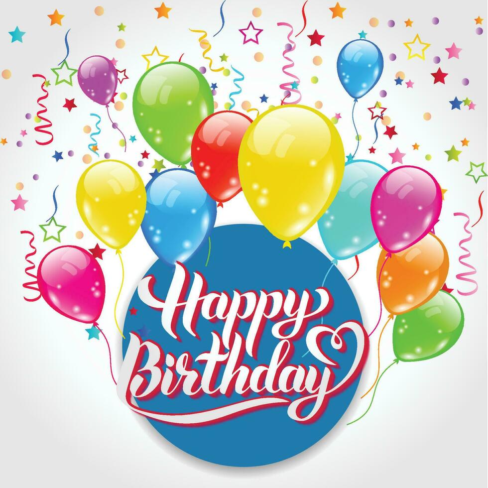 Geburtstag Einladung mit Mehrfarbig Luftballons Design vektor