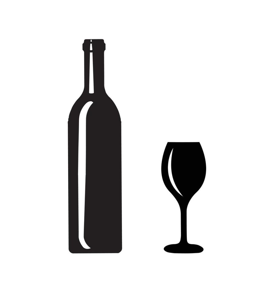 Wein Flasche und Glas Silhouette vektor
