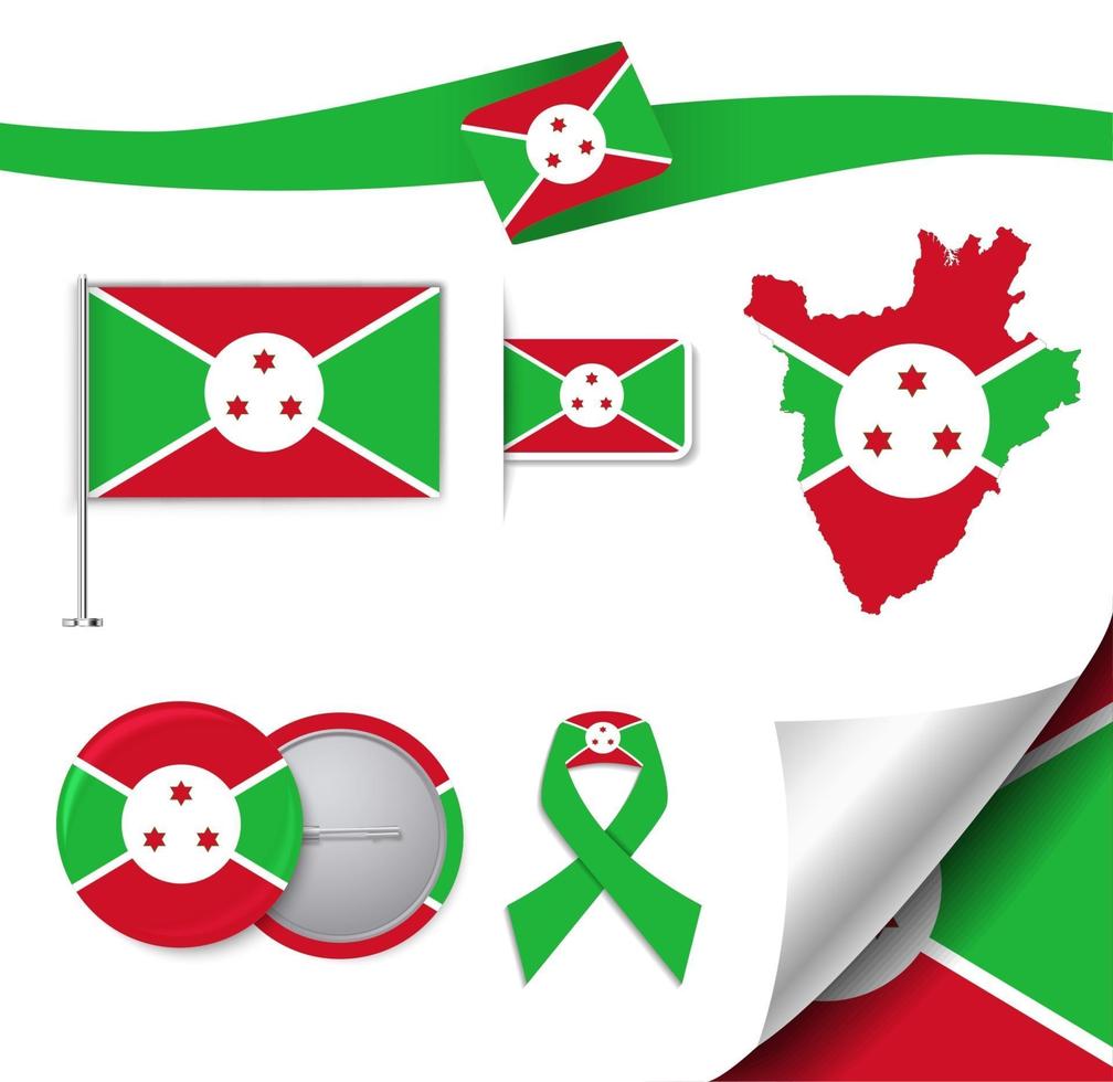 burundis flagga med element vektor