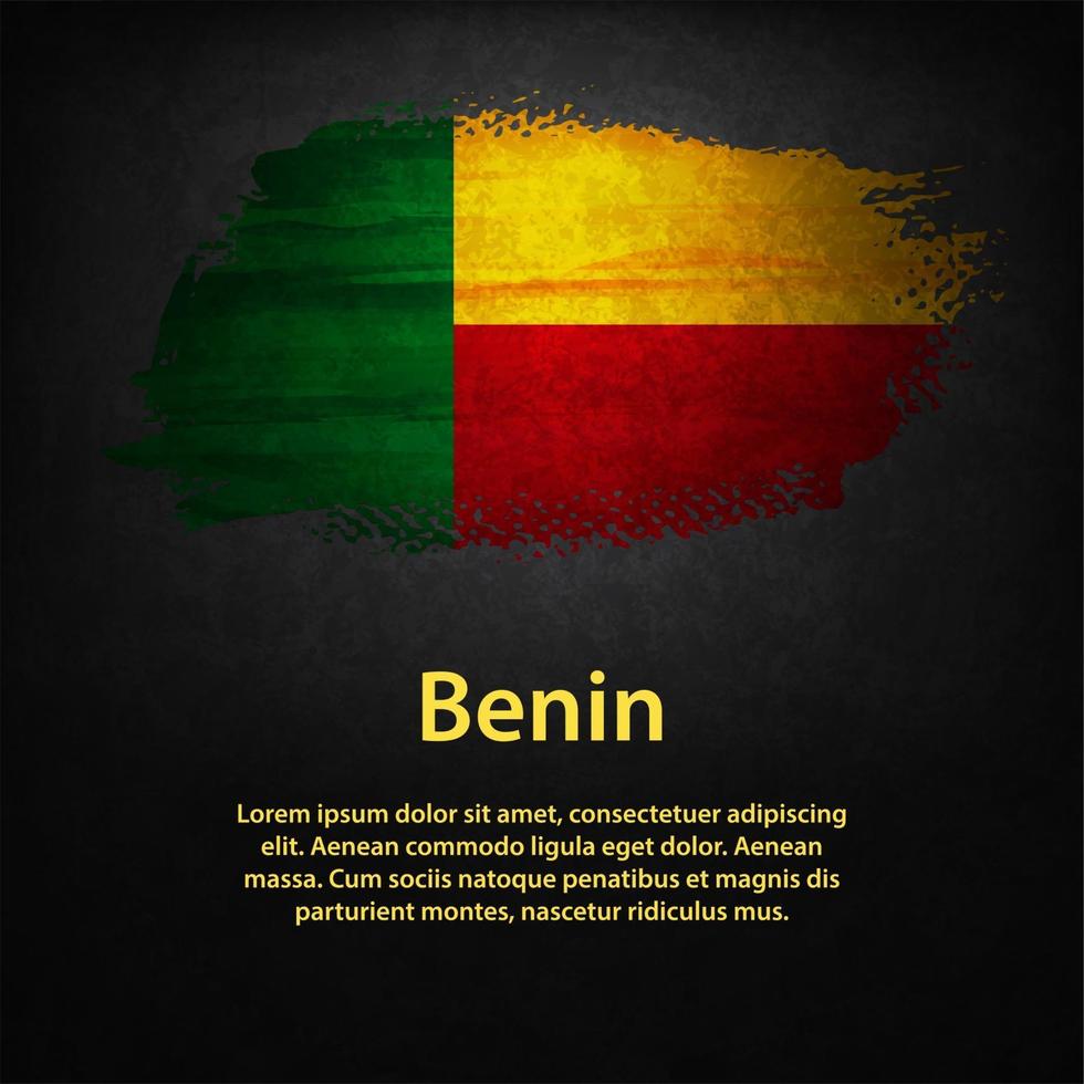 Benin Flagge mit schwarzem Hintergrund vektor
