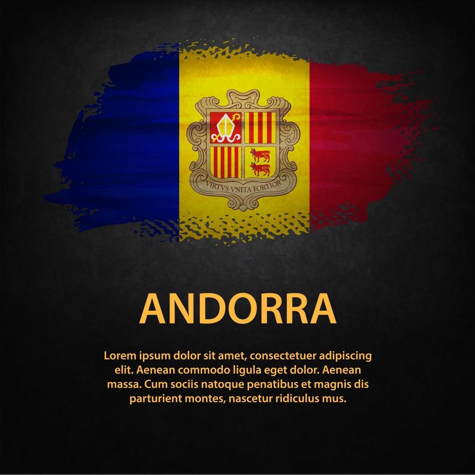 andorra flagga med svart bakgrund vektor