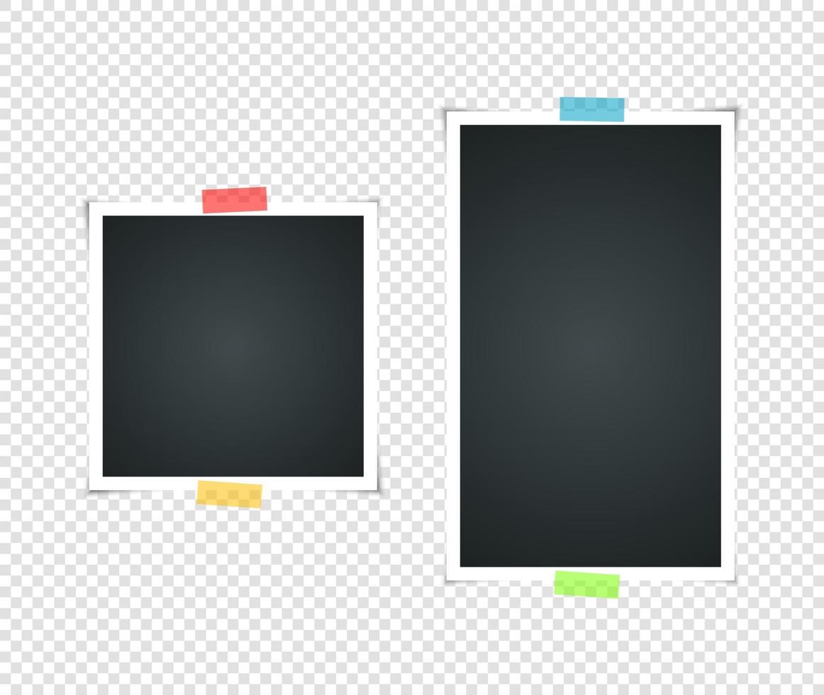 uppsättning av tom vintage fotoram med tejp vektor