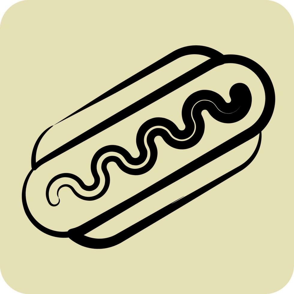 ikon bratwurst. lämplig för utbildning symbol. hand dragen stil. enkel design redigerbar. design mall vektor