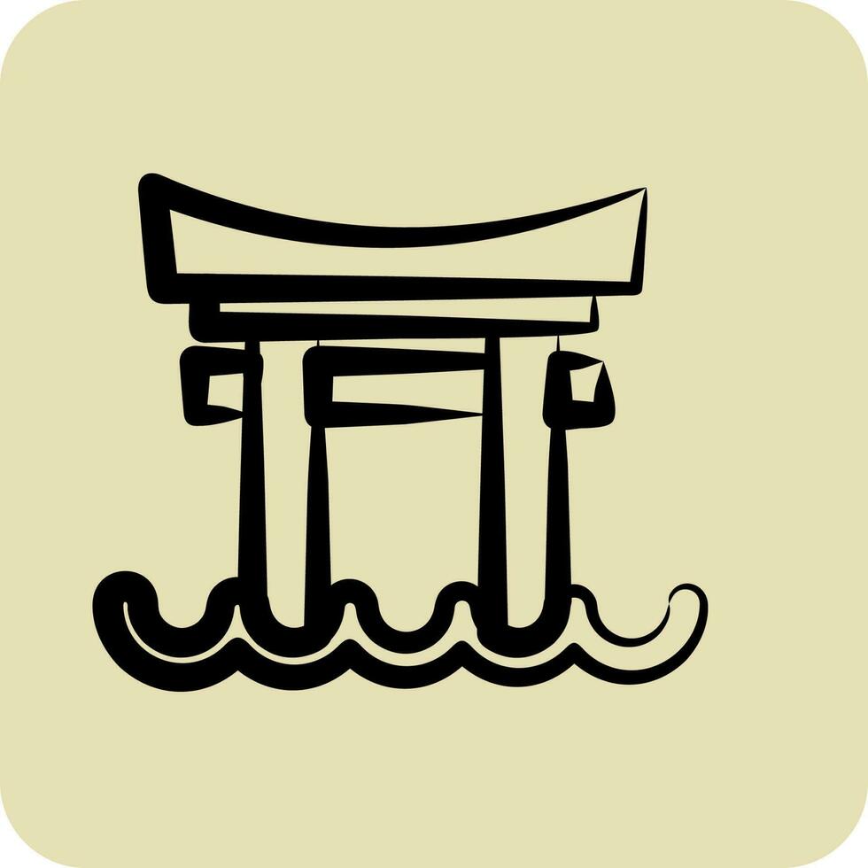 ikon toriien Port. lämplig för japansk symbol. hand dragen stil. enkel design redigerbar. design mall vektor