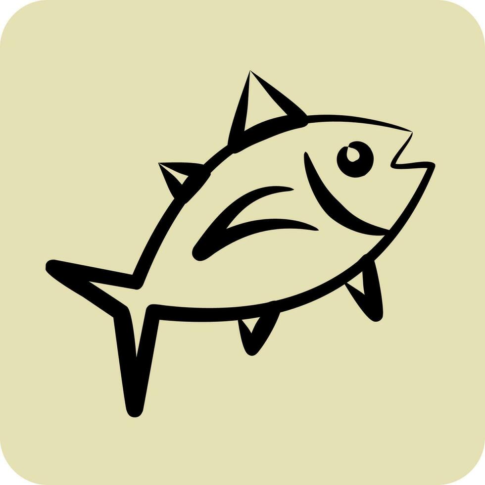 ikon tonfisk. lämplig för skaldjur symbol. hand dragen stil. enkel design redigerbar. design mall vektor