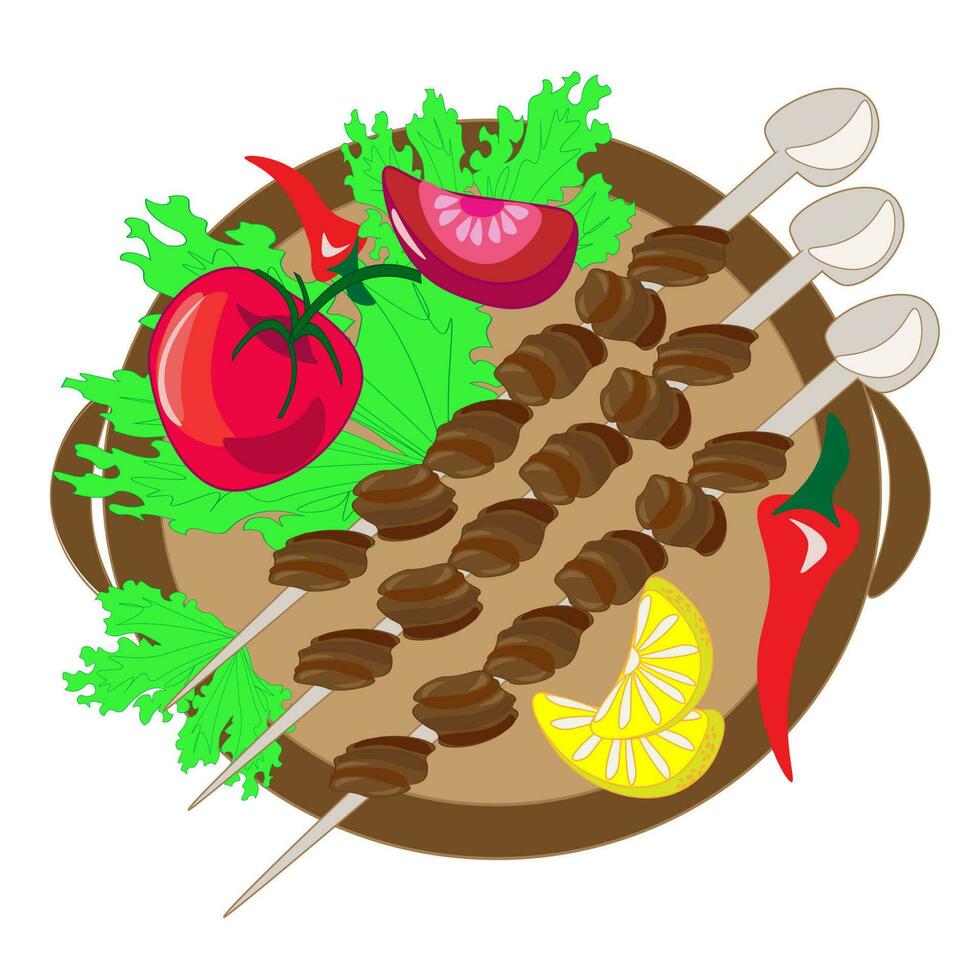 nationell kök bakning meny maträtter från grönsaker och fisk restaurang kök. en uppsättning meny av utsökt maträtter av traditionell eller nationell kök i en platt tecknad serie ritad för hand illustration mall. vektor