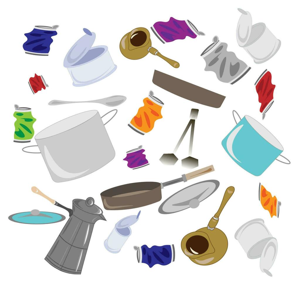 avfall återvinning. samling med typer av återvinningsbar miljövänlig miljö vektor illustration.