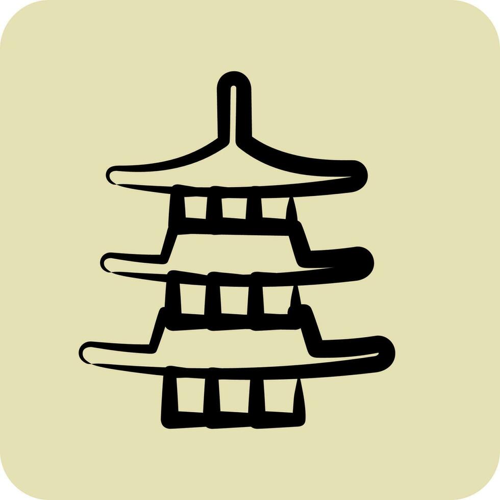 Symbol Pagode. geeignet zum japanisch Symbol. Hand gezeichnet Stil. einfach Design editierbar. Design Vorlage vektor