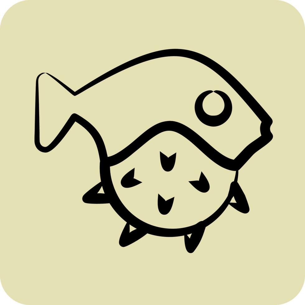 Symbol Puffer Fisch. geeignet zum Meeresfrüchte Symbol. Hand gezeichnet Stil. einfach Design editierbar. Design Vorlage vektor