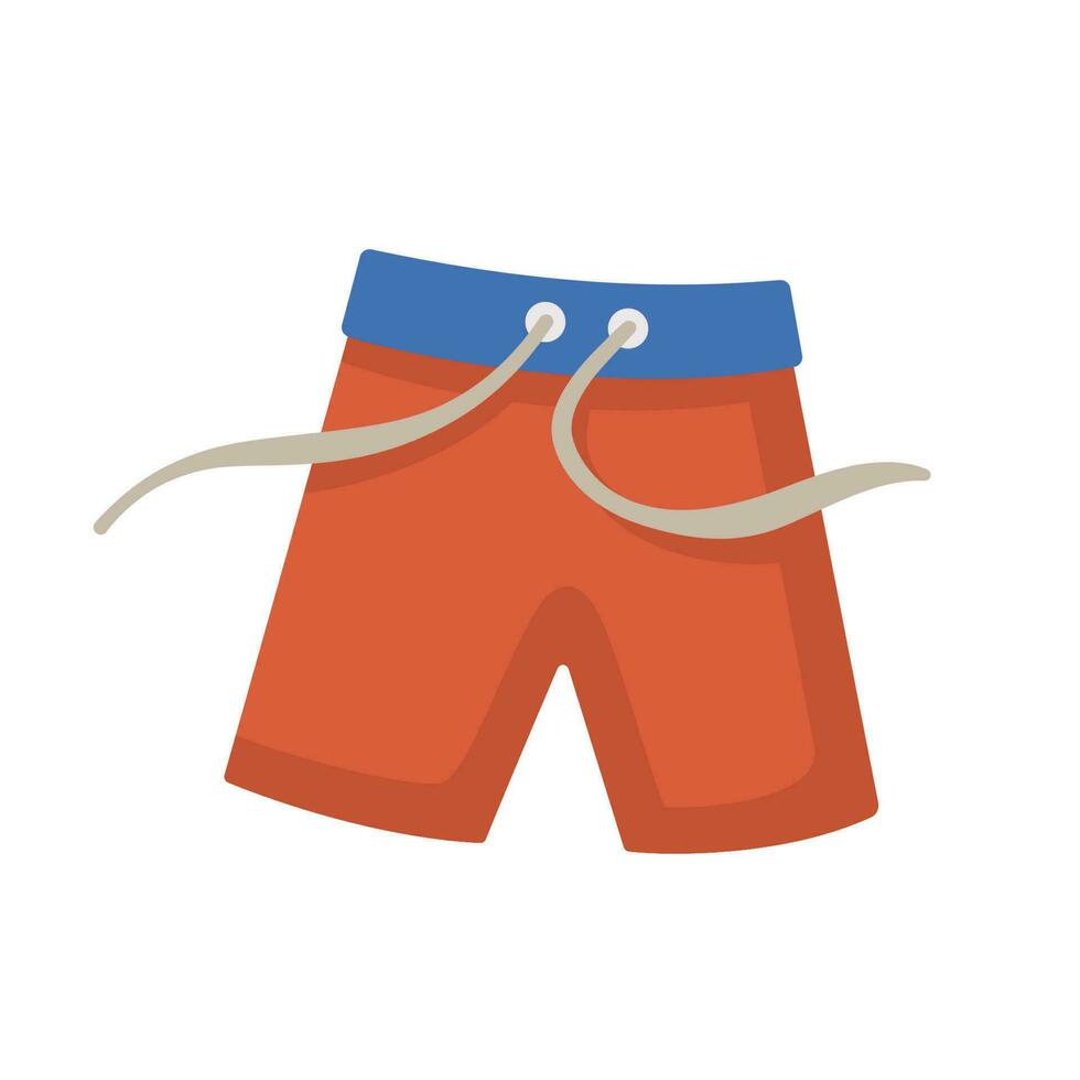 Männer Schwimmen Stämme mit ein Kordelzug. rot und Blau Boxer kurze Hose. Karikatur Illustration isoliert auf Weiß. eben Design. Hand gezeichnet kurze Hose. vektor