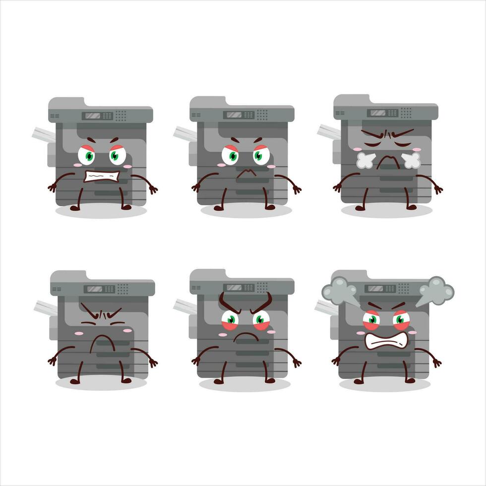 kontor kopiator tecknad serie karaktär med olika arg uttryck vektor