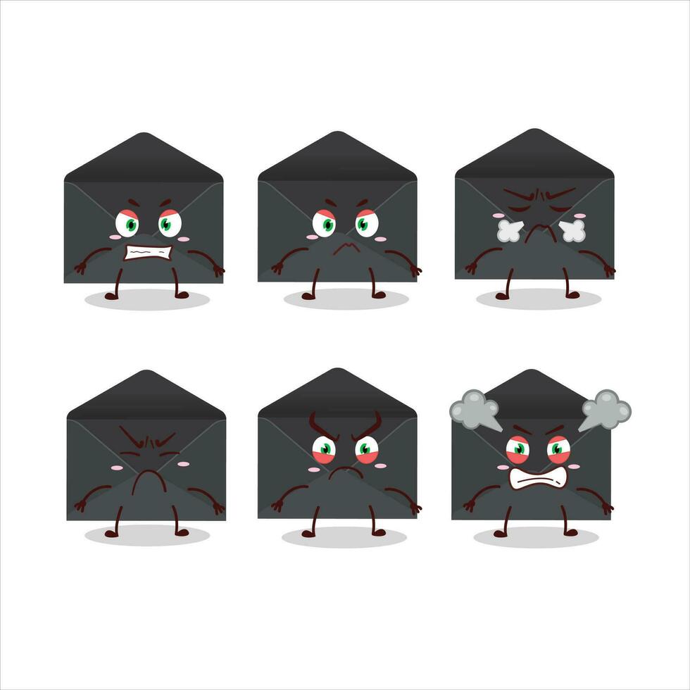 svart kuvert tecknad serie karaktär med olika arg uttryck vektor