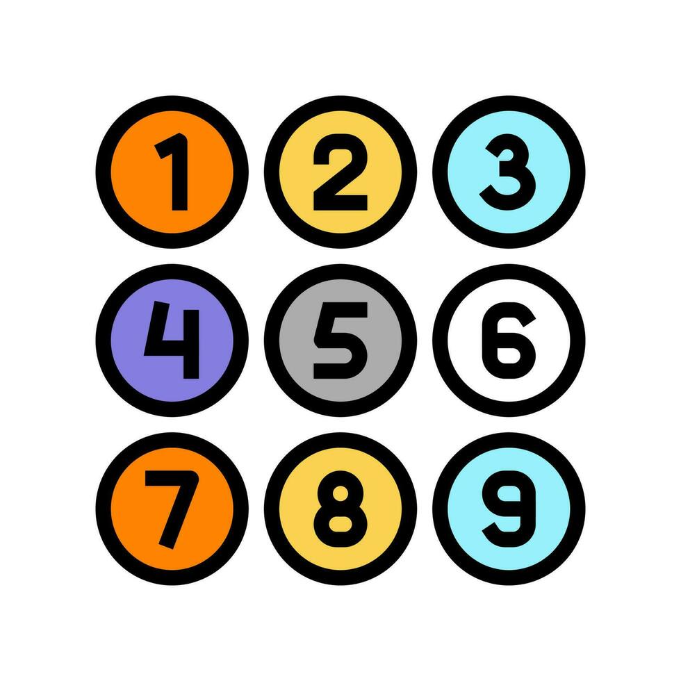 Zahlen Mathematik Wissenschaft Bildung Farbe Symbol Vektor Illustration