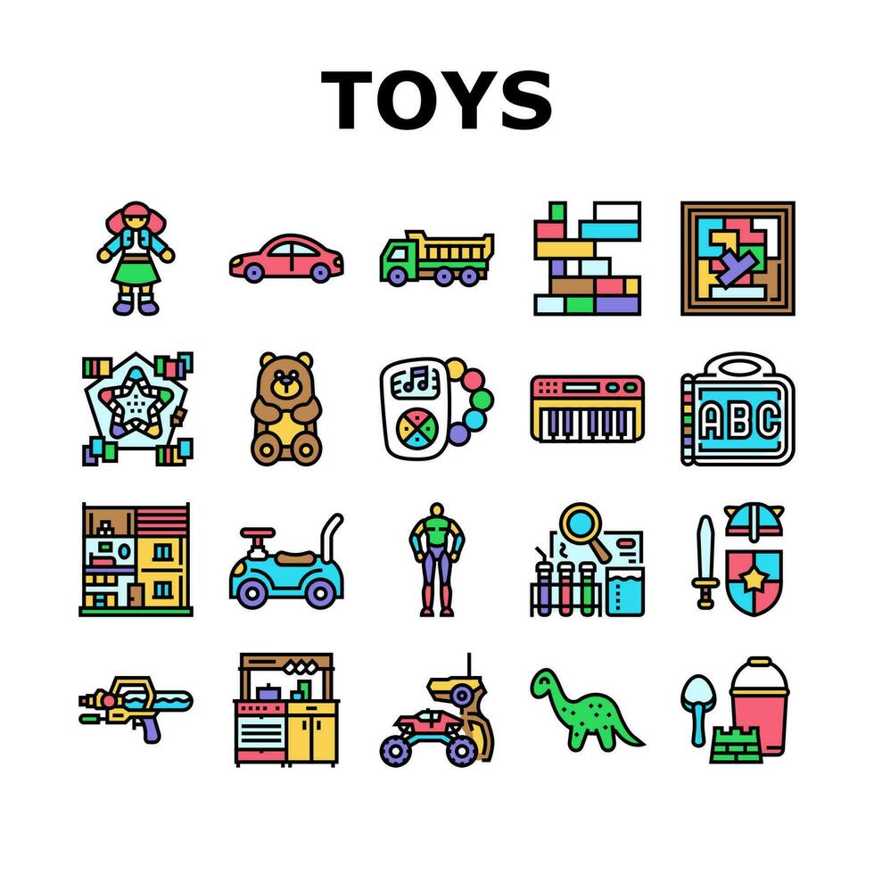 Spielzeug Baby Kind Spiel abspielen Symbole einstellen Vektor