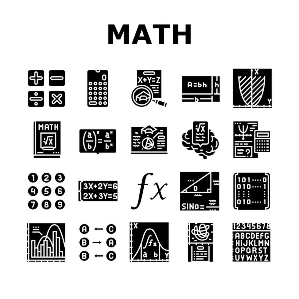 matematik utbildning skola vetenskap ikoner uppsättning vektor