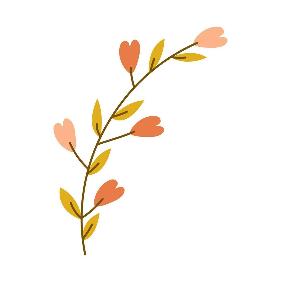 abstrakt vild blomma, blad. modern botanisk flover med blommig växt, vår blomma, falla lämna. blomsterhandlare design element, vildblommor, bär, lövverk. isolerat färgad platt vektor illustration