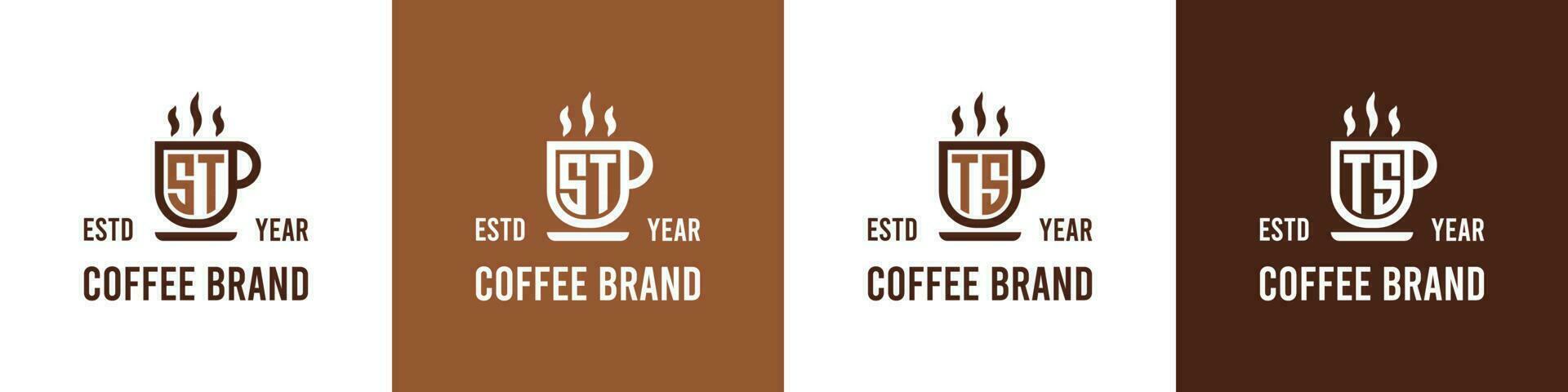 Brief st und ts Kaffee Logo, geeignet zum irgendein Geschäft verbunden zu Kaffee, Tee, oder andere mit st oder ts Initialen. vektor