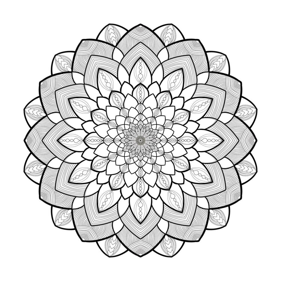 mandala för färg bok, runda prydnad, oregelbunden blommig form dekoration, orientalisk vektor, påfrestning terapi mönster, väva yoga vektor logotyp design element. vuxen mandala för färg